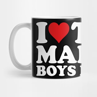 I love to make the boys run, love the funny red heart Mug